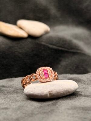 Pink Stone Bronze 925 Silver Ring