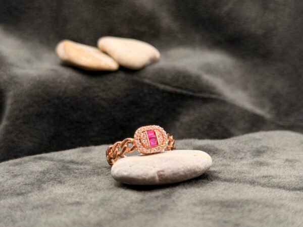 Pink Stone Bronze 925 Silver Ring