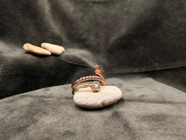 3-Row Stone Bronze 925 Silver Ring