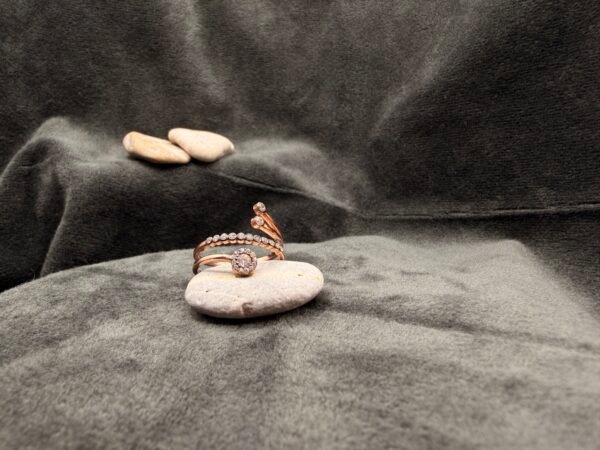 3-Row Stone Bronze 925 Silver Ring