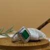 Big Green Stone 925 Silver Ring