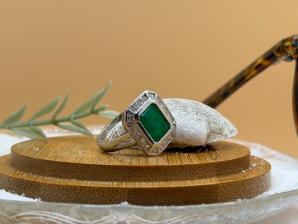 Big Green Stone 925 Silver Ring