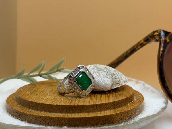 Big Green Stone 925 Silver Ring