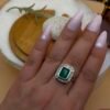 Big Green Stone 925 Silver Ring