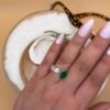 Emerald-Cut Green 925 Silver Ring