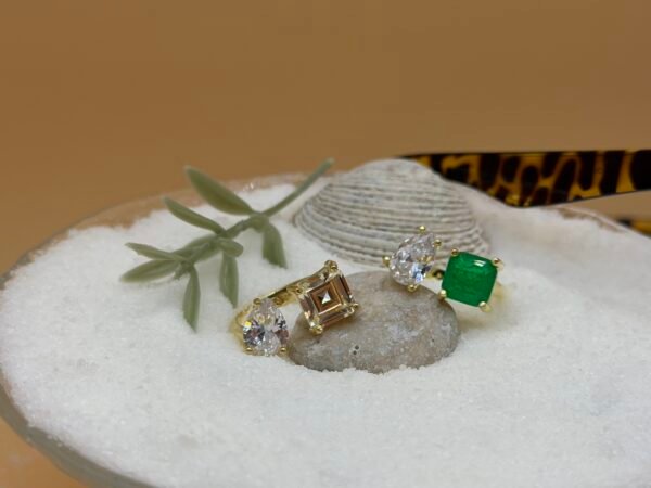 2 Stone Adjustable 925 Silver Ring