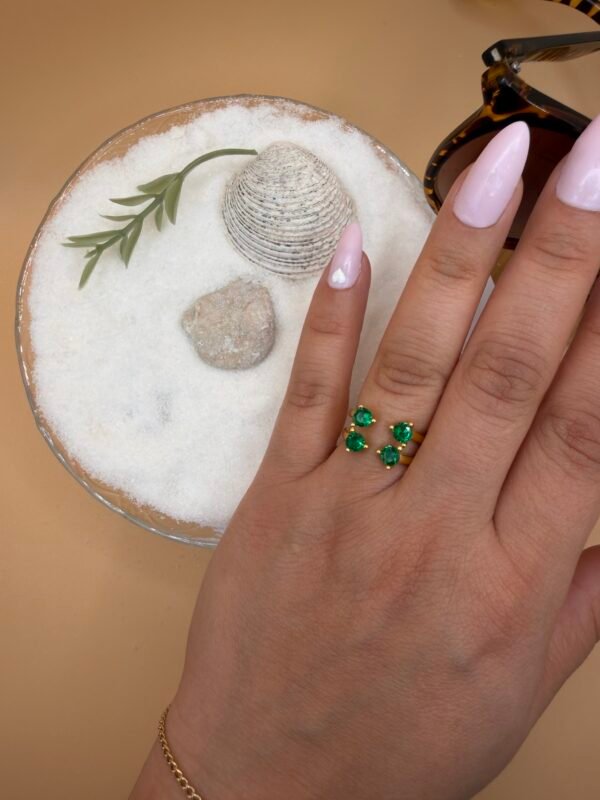 Four Stones 2-Row Adjustable 925 Silver Ring