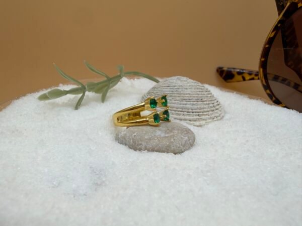 Four Stones 2-Row Adjustable 925 Silver Ring