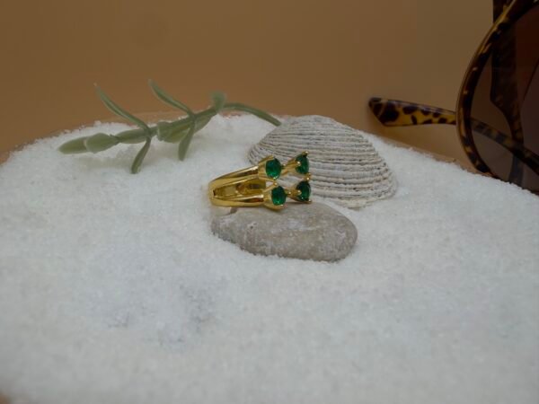 Four Stones 2-Row Adjustable 925 Silver Ring