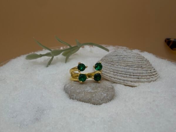 Four Stones 2-Row Adjustable 925 Silver Ring