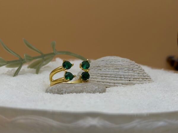 Four Stones 2-Row Adjustable 925 Silver Ring